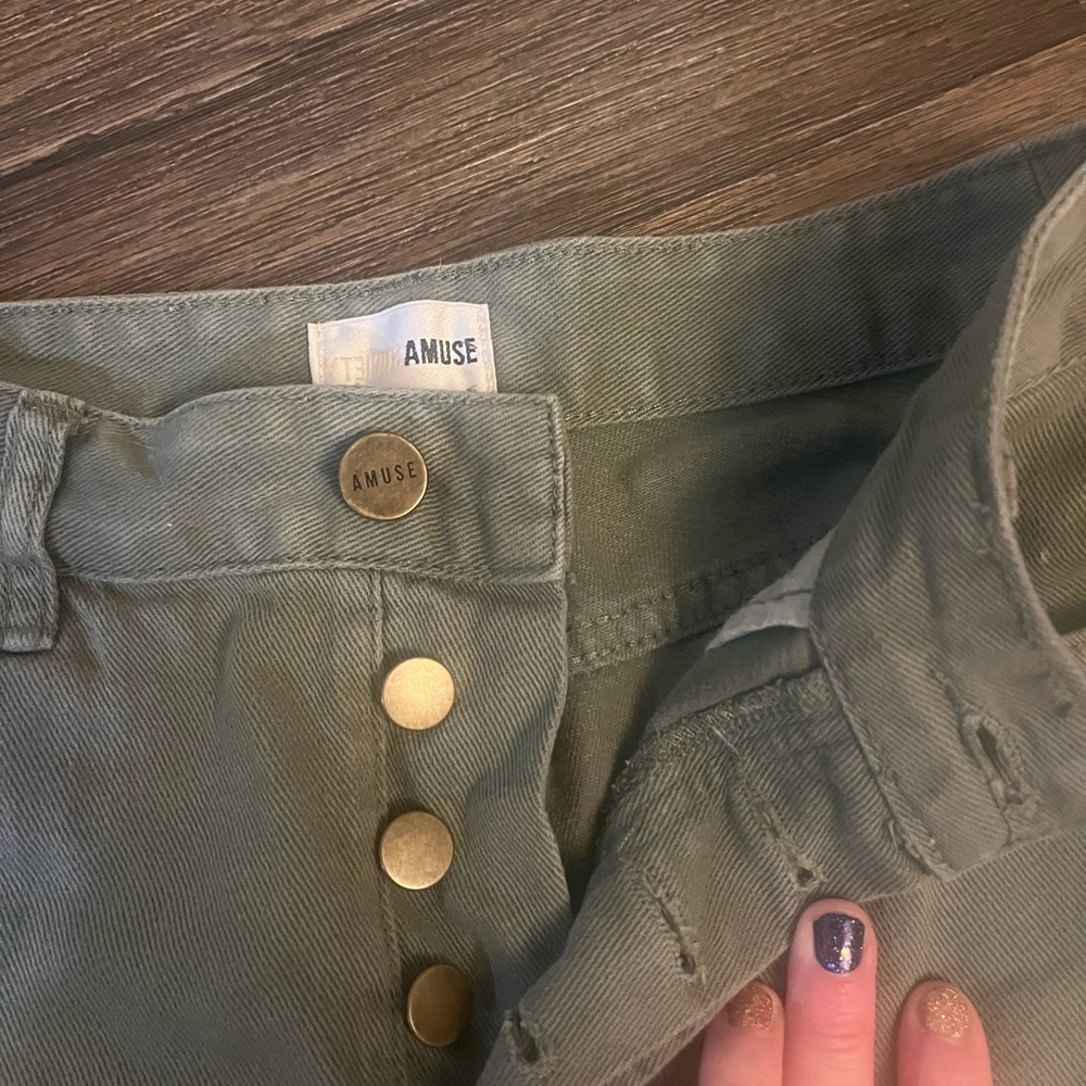 Amuse Society Women’s Green High Waist Denim Shorts Size 25 - Picture 2 of 6